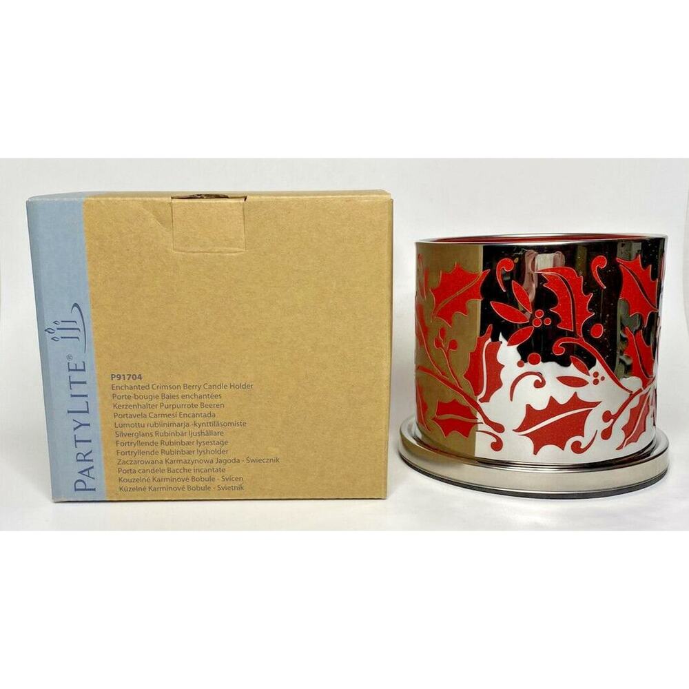 PartyLite Enchanted Crimson Berry Candle Holder Retired NIB P17C/P91704
